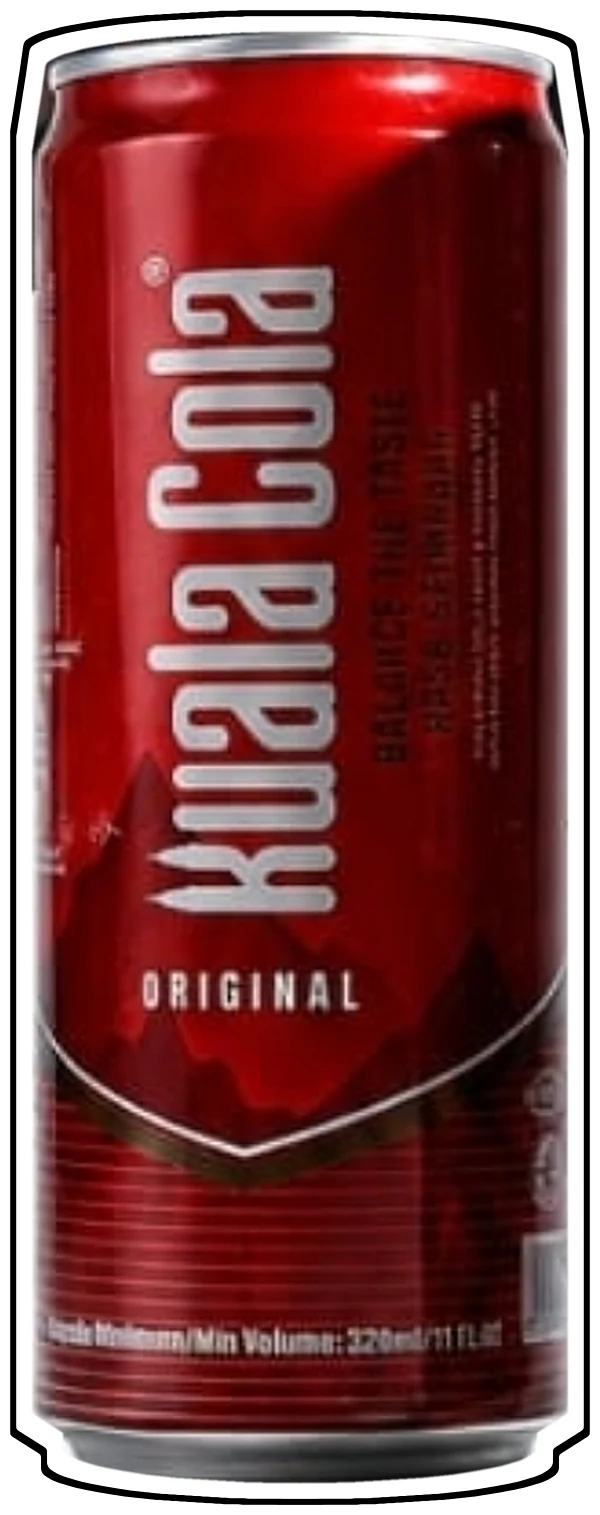 Tin Kuala Cola Original berwarna merah